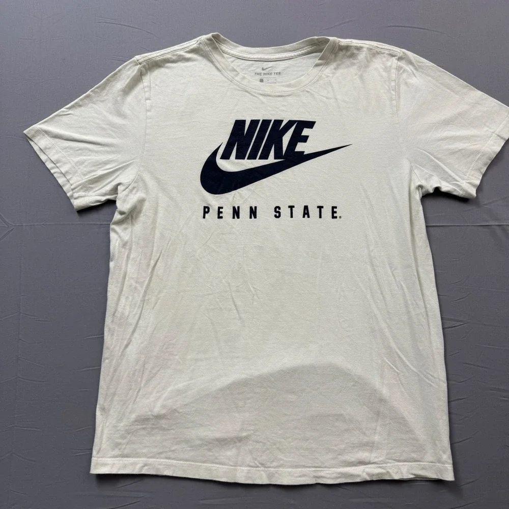 Nike Penn State Nittany Lions Graphic T-Shirt Mens Large White Navy Blue Tee